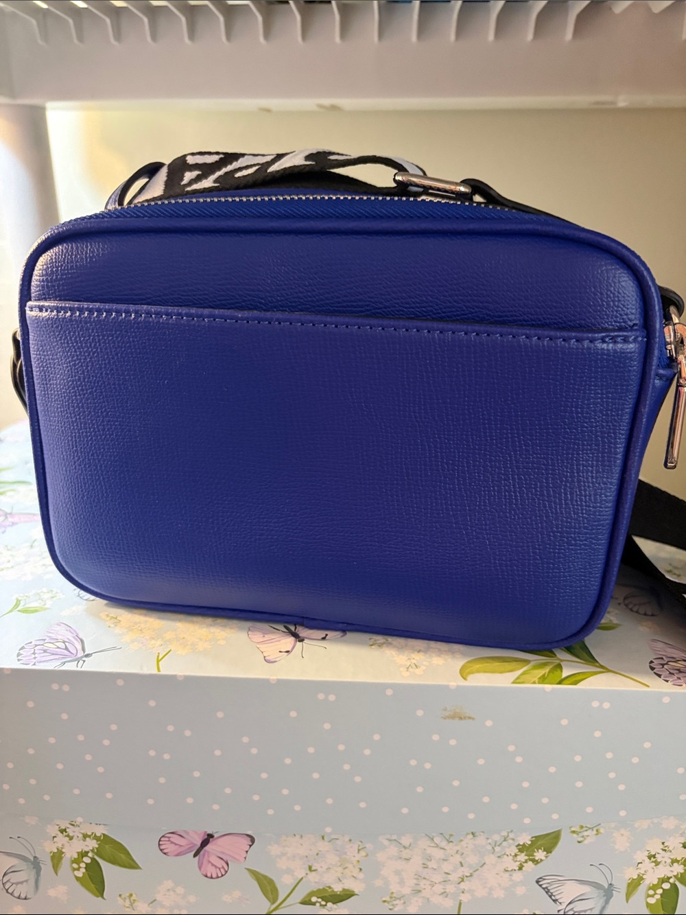 Karl Lagerfeld Royal Blue Leather Crossbody with Cartoon Karl & Cat - Picture 3 of 5